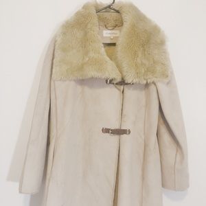 Calvin Klein leather/fur coat